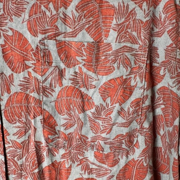 VSTR PREMIUM Linen Blend Short Sleeve Button Down Printed Shirt Size Large - Picture 4 of 7